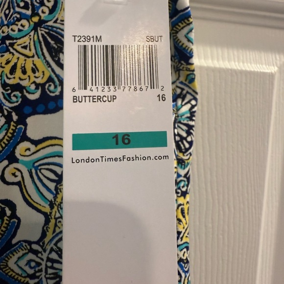 London Times Blue and Yellow Floral Mini Dress - Picture 6 of 6